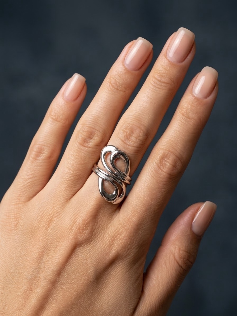 18k gold plated stainless steel Infinity Loop waterproof adjustable ring